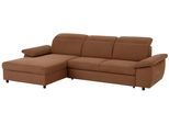 Ecksofa HOME AFFAIRE "Mauritius L-Form", braun, B:287cm T:178cm, Struktur fein (100% Polyester);Luxus-Microfaser Lederoptik (100% Polyester);Soft clean (98% Polyester, 2% Polyamid), Sofas, Ecksofa, mit Kopfteil- und Armlehnverstellung, mit Bettfunktion und Bettkasten