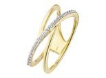 Goldring JOBO Gr. 54, gelb (gelbgold 375), Fingerringe, Damen, 54, Gelbgold 375, Goldring, 375 Gold mit 24 Zirkonia
