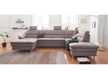 Wohnlandschaft SIT & MORE "Cardoso U-Form", grau (steel), B:324cm H:90cm T:90cm, Luxus-Microfaser 1 (100% Polyester);Luxus-Microfaser 2 (100% Polyester);Luxus-Microfaser ALTARA NUBUCK (100% Polyester), Sofas, Wohnlandschaft, mit Federkern und Kopfstützen, mit Bettfunktion und Relaxfunktion