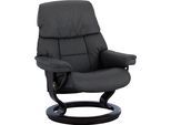 Relaxsessel STRESSLESS "Ruby", schwarz (schwarz batick), B:79cm H:98cm T:76cm, Leder BATICK: BATICK ist ein leicht korrigiertes, durchgefärbtes und genarbtes Möbelleder, bei dem die meisten Unebenheiten und Spuren in der Regel entfernt wurden.;Leder PALOMA: PALOMA ist ein durchgefärbtes Semianilin-Möbelleder mit natürlicher Narbung., Sessel, Relaxsessel, mit Classic Base, Größe M, Gestell Eiche, W