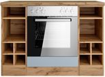 Herdumbauschrank KOCHSTATION "KS-Lana", blau (matt hellblau, wotaneiche), B:120cm H:86cm T:60cm, Holzwerkstoff, MDF, Schränke, Herdumbauschrank, Breite 120 cm