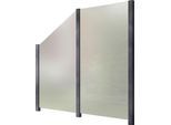 Zaun STAKET PRO, grau, Pfosten: 3 Stk., Aluminium, Glas, Zaunelemente, Glaszaun, Gesamtlänge: 2,29 m, 3 Pfosten