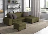 Ecksofa SIT & MORE "Luxor L-Form", grün (olive), B:275cm H:82cm T:173cm, Luxus-Microfaser ALTARA NUBUCK (100% Polyester);Soft clean (98% Polyester, 2% Polyamid);Struktur fein (100% Polyester), Sofas, Ecksofa, wahlweise mit Bettfunktion, Bettkasten und Kopfteilverstellung