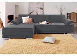 Ecksofa SIT & MORE "Coria L-Form", grau (dunkelgrau), B:282cm H:80cm T:162cm, Kunstleder SOFTLUX;Struktur ( 100% Polyester);Struktur fein ( 90% Polyester; 10% Polyamid);Luxus-Microfaser ALTARA NUBUCK (100% Polyester), Sofas, Ecksofa, mit XL-Recamiere, wahlweise mit Bettfunktion