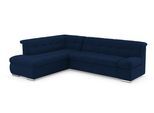 Ecksofa DOMO COLLECTION "Mona L-Form" Sofas Gr. B/H/T: 271 cm x 80 cm x 213 cm, Samtoptik, Ottomane links, ohne Bettfunktion-mit Armlehnenfunktion, blau (marine) Ecksofas wahlweise mit Bett- und Armlehnfunktion