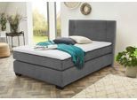 Boxspringbett JOCKENHÖFER GRUPPE "Family, inklusive 7-Zonen-TTFK-Matratzen und Kaltschaumtopper", grau (grau 403, 19), B:130cm L:213cm, Bezug Bett: Microfaser (100% Polyester);Topper und Matratzenspiegel: 100% Polyester, Komplettbetten, Boxspringbett, erhältlich in den Breiten 120,140 & 180cm