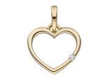 Herzanhänger JOBO "Anhänger Herz", gold (gelbgold 333), Schmuckanhänger, Damen, P2 = erkennbare Einschlüsse, Diamanten Gelbgold 333, Diamanten, Gelbgold 333, 333 Gold mit 1 Diamant