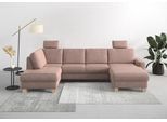 Home affaire Wohnlandschaft »Summer U-Form«, mit oder ohne Bettfunktion und Bettkasten, Cord-Bezug