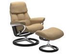 Hocker STRESSLESS "Ruby", beige (sand paloma), B:53cm H:41cm T:39cm, Leder BATICK: durchgefärbtes und genarbtes Möbelleder, Leder PALOMA: durchgefärbtes Semianilin-Möbelleder, Hocker, mit Signature Base, Gestell Eiche, Wenge, Braun & Schwarz