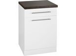 Unterschrank WIHO KÜCHEN "Unna", weiss (front und korpus: weiß, arbeitsplatte: granit schwarz), B:60cm H:85cm T:60cm, Schränke, Unterschrank, 60 cm breit
