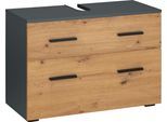 INOSIGN Waschbeckenunterschrank »Skara«, mit Klappe und Schubkasten, schwarze Griffe, Breite 80 cm, Höhe 55 cm