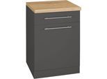 Unterschrank WIHO KÜCHEN "Unna", grau (front und korpus: anthrazit, arbeitsplatte: sonoma eiche), B:60cm H:85cm T:60cm, Schränke, Unterschrank, 60 cm breit