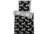APELT Wendebettwäsche »Theo«, (2 tlg.), Kunstvoll gemalte Zebras und auf der Rückseite im Zebramuster