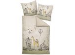 Bettwäsche JANINE "modern art S42097-07 *155x220,80x80", beige (sand), B/L: 155cm x 220cm, 1 Stk., 1 Stk., Mako-Satin, B/L: 80cm x 80cm, Mako-Satin, Obermaterial: 100% Baumwolle, Bettwäsche, Bettwäsche, mit Reißverschluss