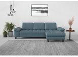 Ecksofa SIT & MORE "Westham L-Form", bunt (graublau), B:275cm H:88cm T:172cm, 100% Polyester, Sofas, Ecksofa, Recamiere, mit oder ohne Bettfunktion, Bettkasten, Füße wengefarben