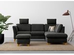 Ecksofa HOME AFFAIRE "Trelleborg L-Form", grau (anthrazit), B:252cm H:86cm T:213cm, 95% Polyester, 5% Polyamid, Sofas, Ecksofa, wahlweise mit Bettfunktion und Bettkasten, inkl. Federkern-Polsterung