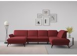 Wohnlandschaft SIT & MORE "Fashion U-Form", rot (bordeaux), B:338cm H:84cm T:207cm, Sofas, Wohnlandschaft, wahlweise mit Kopfteilverstellung, Vorziehsitz, motorisch, Metallfüße
