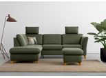 Ecksofa HOME AFFAIRE "Trelleborg L-Form", grün (olive), B:252cm H:86cm T:213cm, 95% Polyester, 5% Polyamid, Sofas, Ecksofa, wahlweise mit Bettfunktion und Bettkasten, inkl. Federkern-Polsterung