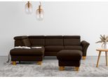 Ecksofa HOME AFFAIRE "Lindgren L-Form", braun (mocca), B:249cm H:84cm T:217cm, 100% Polyester, Sofas, Ecksofa, wahlweise mit TV-Funktion, Stauraum und Kopfteilverstellung