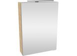 Spiegelschrank FACKELMANN "SBC", beige (sandeiche, beige, hellbraun), B:50cm H:68cm T:15,3cm, Glas, Schränke, Spiegelschrank, Aufsatzleuchte, Schalter und Steckdose, Breite 50cm, Anschlag links