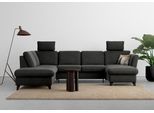 Wohnlandschaft HOME AFFAIRE "Trelleborg U-Form", grau (anthrazit), B:307cm H:86cm T:213cm, 95% Polyester, 5% Polyamid, Sofas, Wohnlandschaft, wahlweise mit Bettfunktion und Bettkasten, inkl. Federkern-Polsterung