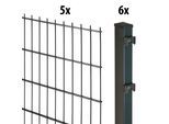 Doppelstabmattenzaun GARDEN 'N' MORE "Excellent", grau (anthrazit), H:200cm L:10cm, Kunststoff, Stahl, Zaunelemente, 5 Elemente für 10 m, LxH: 200 x 203 cm, mit 6 Pfosten