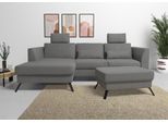 Ecksofa SIT & MORE "Olsen L-Form", grau, B:261cm H:88cm T:172cm, 98% Polyester 2%Polyamid, Sofas, Ecksofa, inklusive Sitztiefenverstellung, wahlweise mit Bettfunktion, 15cm hoch