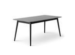 Esstisch HAMMEL FURNITURE "Meza Designtisch mit Auszugsfunktion und 2 Einlegeplatten", grau (graphit, schwarz, graphit), B:165cm H:74cm T:90cm, Tischplatte: Graphit nanobehandeltes Fenix-Laminat (schwarzer Rand), Gestell: Massive Esche. Mit nanobehandeltem Laminat, einer matten, seidigen Oberfläche, die Fingerabdrücke abweist und langlebig und hygienisch ist., Tische, Esstisch, abgerundete Tischpl