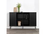 Sideboard HAMMEL FURNITURE "Mistral Kubus", schwarz, B:136cm H:89cm T:32,5cm, Holzwerkstoff, Massivholz, Sideboards, Sideboard, mit zwei Türen und Metall Füße, Breite: 136 cm