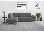 Ecksofa SIT & MORE "Westham L-Form", grau, B:261cm H:88cm T:179cm, 90% Polyester 10%Polyamid, Sofas, Ecksofa, mit Ottomane, mit oder ohne Bettfunktion, Bettkasten, Verstellung
