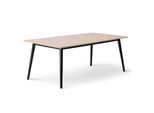 Esstisch HAMMEL FURNITURE "Meza Designtisch mit Auszugsfunktion und 2 Einlegeplatten", beige (natur, schwarz, natur), B:210cm H:74cm T:100cm, Tischplatte: Weißpigmentiertes, matt lackiertes Eichenfurnier (natürliche MDF-Kante). Gestell: Massive Esche., Tische, Esstisch, abgerundete Tischplatte MDF, Massivholzgestell, in zwei Breite