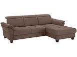 Ecksofa HOME AFFAIRE "Solvei L-Form", braun, B:255cm H:104cm T:185cm, Struktur (100% Polyester);Luxus-Microfaser Lederoptik (100% Polyester);Luxus-Microfaser ALTARA NUBUCK (100% Polyester), Sofas, Ecksofa, mit Recamierenabschluß und Sitztiefenverstellung