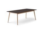 Esstisch HAMMEL FURNITURE "Meza Designtisch mit Auszugsfunktion und 2 Einlegeplatten", schwarz (schwarz, natur, schwarz), B:210cm H:74cm T:100cm, Tischplatte: Schwarzes nanobehandeltes Fenix-Laminat (schwarzer Rand), Gestell: Massive Eiche. Mit nanobehandeltem Laminat, einer matten, seidigen Oberfläche, die Fingerabdrücke abweist und langlebig und hygienisch ist., Tische, Esstisch, abgerundete Tis