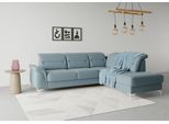 Ecksofa SIT & MORE "Sinatra L-Form", blau (hellblau), B:251cm H:85cm T:220cm, 90% Polyester, 10% Polyamid, Sofas, Ecksofa, mit Ottomane, optional mit Kopfteilverstellung und Armteilfunktion