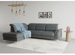 Ecksofa SIT & MORE "Sinatra L-Form", grau (dunkelgrau), B:251cm H:85cm T:220cm, 98% Polyester, 2% Polyamid, Sofas, Ecksofa, mit Ottomane, optional mit Kopfteilverstellung und Armteilfunktion