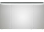 Spiegelschrank SAPHIR "Balto Sprint Badschrank mit LED-Lichtkranz, 120 cm breit, 3 Türen", grau (graphit struktur quer nachbildung), B:120cm H:72,3cm T:17cm, Holzwerkstoff, Schränke, Spiegelschrank, Schalter-/ Steckdosenkombination, inkl. Türdämpfer, 987LM, 12V LED