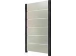 Zaun STAKET PRO, grau (anthrazit), Pfosten: 2 Stk., Aluminium, Glas, Zaunelemente, Glaszaun, Gesamtlänge: 1,14 m, 2 Pfosten
