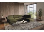 Wohnlandschaft HOME AFFAIRE "Calypso U-Form", grün (olive), B:334cm H:85cm T:227cm, 100%Polyester, Sofas, Wohnlandschaft, wahlweise mit motorischer Relaxfunktion