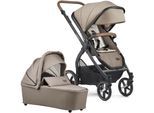 Kombi-Kinderwagen GESSLEIN "FX4 Soft+ mit Aufsatz Life, schwarz/tabak, sand", Baby, beige (sand), Kinderwagen, mit Babywanne C3 und Babyschalenadapter