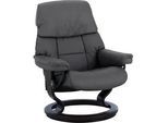 Relaxsessel STRESSLESS "Ruby", grau (rock paloma), B:79cm H:98cm T:76cm, Leder BATICK: BATICK ist ein leicht korrigiertes, durchgefärbtes und genarbtes Möbelleder, bei dem die meisten Unebenheiten und Spuren in der Regel entfernt wurden., Leder PALOMA: PALOMA ist ein durchgefärbtes Semianilin-Möbelleder mit natürlicher Narbung., Sessel, mit Classic Base, Größe M, Gestell Eiche, Wenge, Braun & Schw