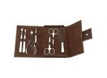 Maniküre-Etui ERBE "Lederetui mit Druckknopf", braun (anilin, leder braun), Nageletuis, B/H: 110mm x 160mm 7 tlg., Rindleder Anilin, B:110mm H:160mm