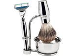 Rasierset ERBE "Barcelona", silber (silberfarben), RasiersetsB:8cm H:11cm T:14cm, mit Schale, B:8cm H:11cm T:14cm