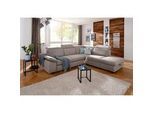 Ecksofa HOME AFFAIRE "Mauritius L-Form", grau (stahlgrau), B:276cm T:232cm, Struktur fein (100% Polyester), Luxus-Microfaser Lederoptik (100% Polyester), Soft clean (98% Polyester, 2% Polyamid), Sofas, mit Ottomane, mit Kopfteil- und Armlehnverstellung