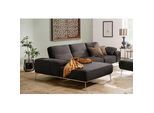 Ecksofa W.SCHILLIG "run, Designsofa, bequem, L-Form", braun (mocca z73), B:299cm H:88cm T:178cm, Longlife Xtra-Leder Z73: Naturwalkleder der Luxusklasse aus den erlesensten Rohhäuten. Hautstärke 1, 1 u2013 1, 3 mm, ROHLEDER Jacquard-Flachgewebe Q2 W60 (63% Polyester, 37% Polyacryl), ROHLEDER Chenille-Flachgewebe Q2 W77 (68% Polyacryl, 32% Polyester), Stoff S37 (100% Polyester), Sofas, mit elegante