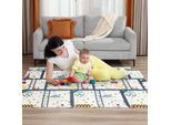 Baby Vivo Spielmatte / Spielteppich für Kinder doppelseitig mit Wald 200 x 180 cm - Bär