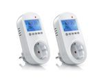 BEARWARE 2x Steckdosen Thermostat für Heiz & Klimageräte Individuell programmierbar / LCD-Display