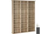 tectake® CD DVD Regal, in Holzoptik, höhenverstellbare und herausnehmbare Zwischenböden, 105,5 x 19 x 136,5 cm