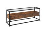 tectake® Sideboard, Industrial Style, Platte aus Sicherheitsglas, 2 große Schubladen, 121,5 x 41,5 x 50,5 cm