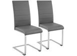 tectake® Set Schwingstuhl, gepolstert mit Kunstlederbezug, flaches Stahlgestell in C-Form, 41 x 52 x 99 cm