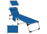 tectake® Sonnenliege, klappbar, mit Kopfkissen, 6-fach verstellbare Rückenlehne, 218 x 60 x 33,5 cm, inkl. Seitentasche